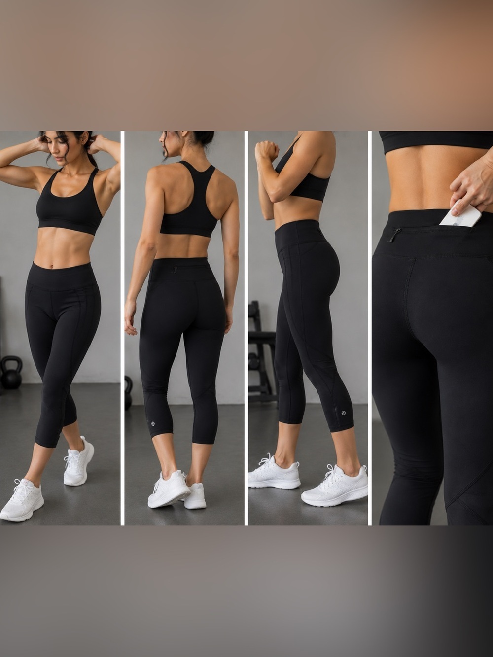 Lululemon Pace Rival Crop leggings in black, featuring distinct mesh paneling on